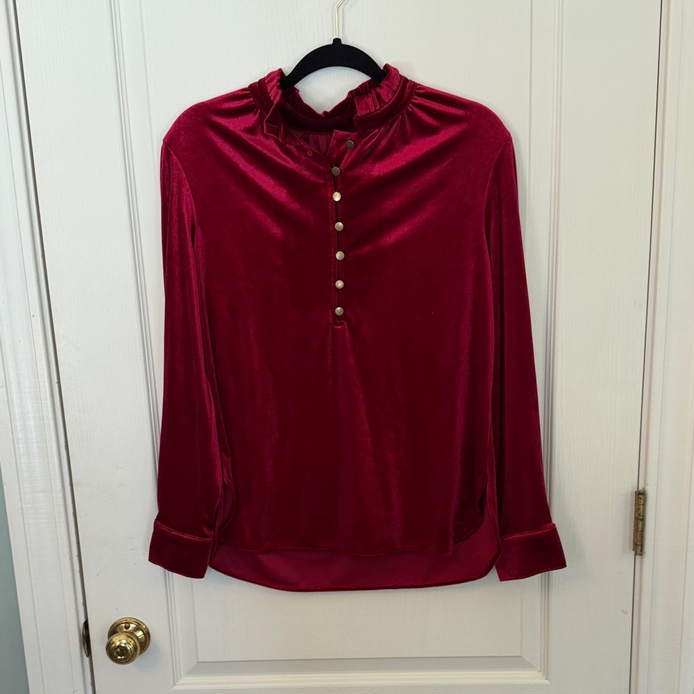 Elegant Red Velvet Women's Top